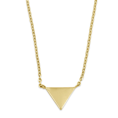 Solid 14K Yellow Gold Triangle Necklace