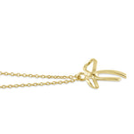 Solid 14K Yellow Gold Bow Necklace