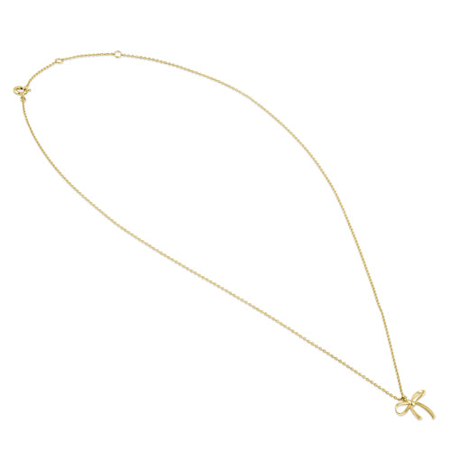 Solid 14K Yellow Gold Bow Necklace