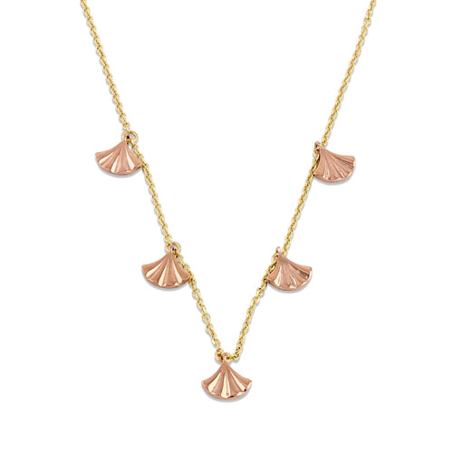 Solid 14K Yellow Gold Shell Charms Necklace