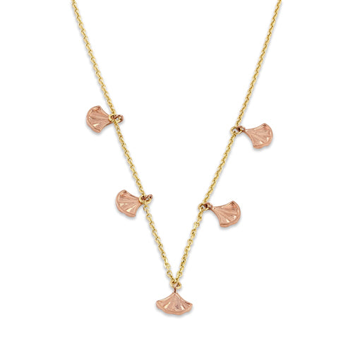 Solid 14K Yellow Gold Shell Charms Necklace