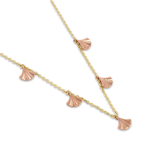 Solid 14K Yellow Gold Shell Charms Necklace