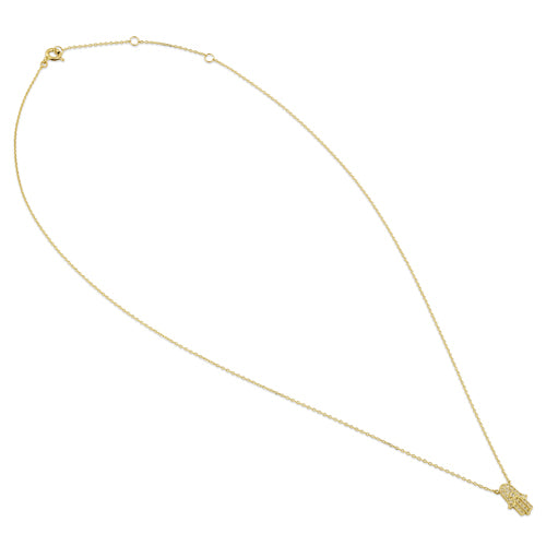 Solid 14K Yellow Gold Hamsa CZ Necklace