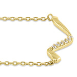 Solid 14K Yellow Gold Curved CZ Necklace