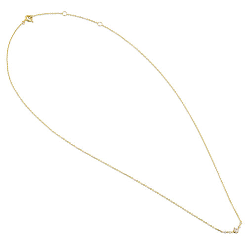 Solid 14K Yellow Gold Trendy V CZ Necklace