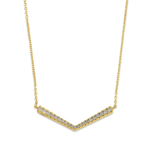 Solid 14K Chevron CZ Necklace