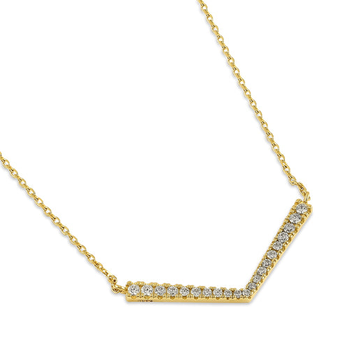 Solid 14K Chevron CZ Necklace