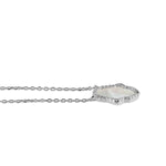 Sterling Silver Clear CZ and Mother of Pearl Hamsa Necklace