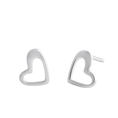 Sterling Silver Cartoon Heart Stud Earrings