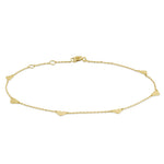 Solid 14K Yellow Gold Heart Charm Bracelet