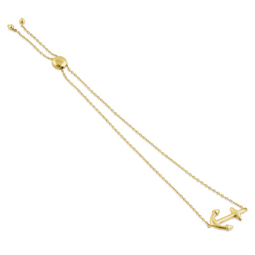 Solid 14K Yellow Gold Anchor Bracelet