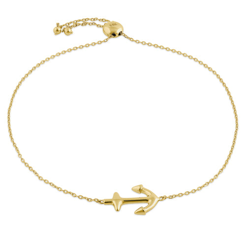 Solid 14K Yellow Gold Anchor Bracelet