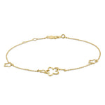 Solid 14K Yellow Gold Triple Flower Charms Bracelet