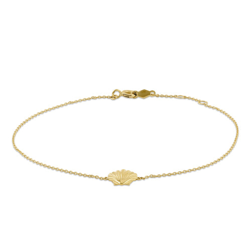 Solid 14K Yellow Gold Clam Shell Bracelet