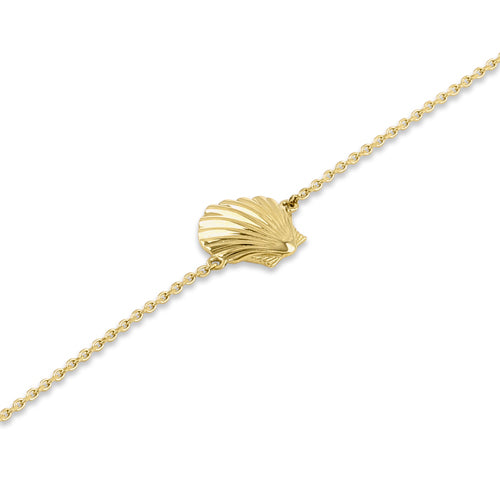 Solid 14K Yellow Gold Clam Shell Bracelet