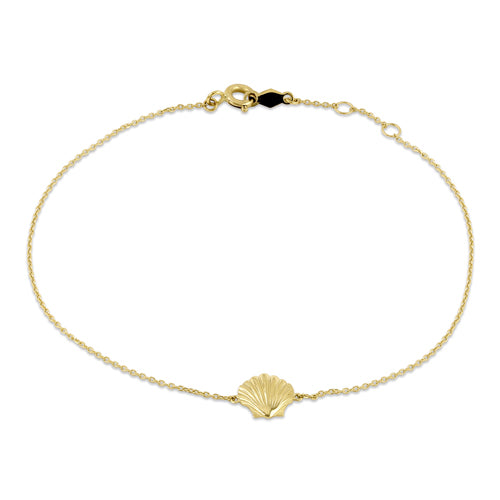 Solid 14K Yellow Gold Clam Shell Bracelet
