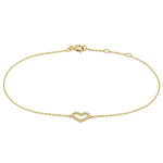 Solid 14K Yellow Gold CZ Heart Bracelet