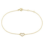 Solid 14K Yellow Gold CZ Heart Bracelet