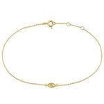 Solid 14K Yellow Gold Evil Eye CZ Bracelet