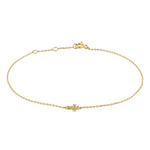 Solid 14K Yellow Gold CZ Cross Bracelet