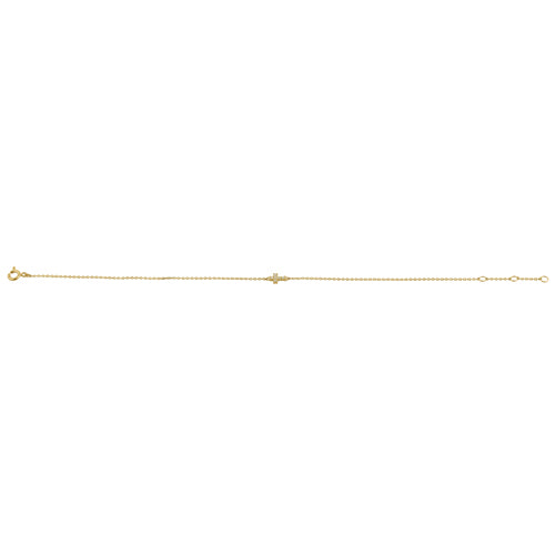 Solid 14K Yellow Gold CZ Cross Bracelet