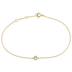 Solid 14K Yellow Gold Round CZ Bracelet