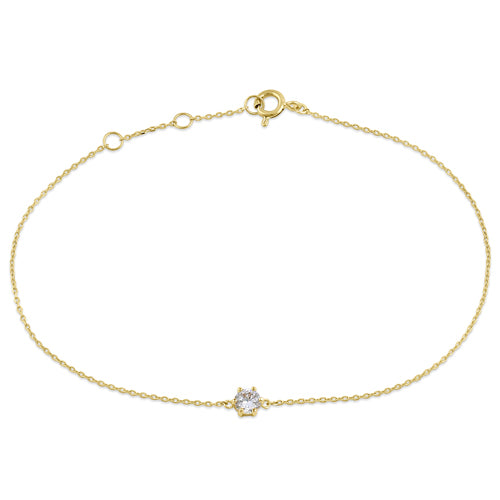 Solid 14K Yellow Gold Round CZ Bracelet