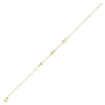 Solid 14K Yellow Gold CZ Heart, Anchor, and Cross Charm Bracelet