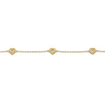 Solid 14K Gold Heart CZ Charm Bracelet