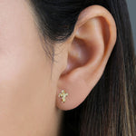 Solid 14K Yellow Gold Cross Earrings