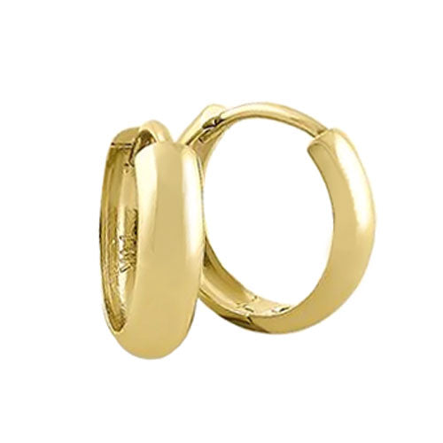 Solid 14K Yellow Gold 4mm x 12mm Plain Hoop Earrings