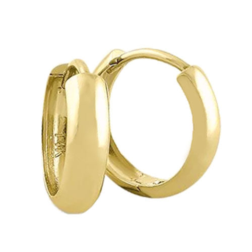 Solid 14K Yellow Gold 4mm x 14mm Plain Hoop Earrings