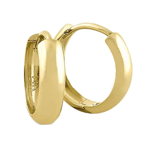 Solid 14K Yellow Gold 4mm x 16mm Plain Hoop Earrings