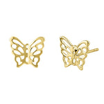 Solid 14K Yellow Gold Butterfly Stud Earrings