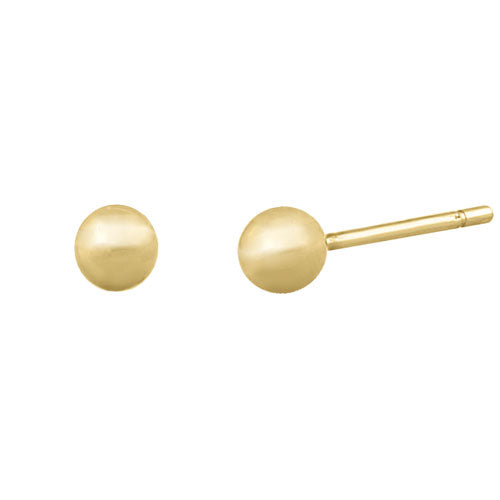 Solid 14K Yellow Gold 3mm Ball Earrings
