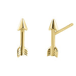 Solid 14K Yellow Gold Trendy Arrow Earrings