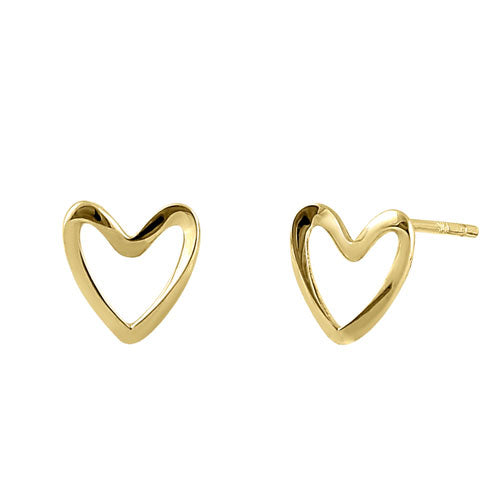 Solid 14K Yellow Gold Curvy Heart Earrings