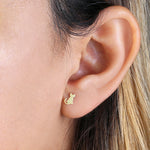 Solid 14K Yellow Gold Kitten Facade Earrings