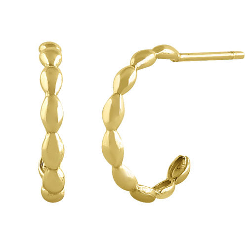 Solid 14K Yellow Gold Wavy Hoop Earrings