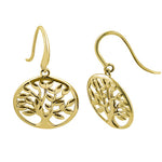 Solid 14K Yellow Gold Tree of Life Earrings