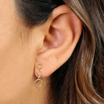 Solid 14K Yellow Gold Dangle Circle Earrings