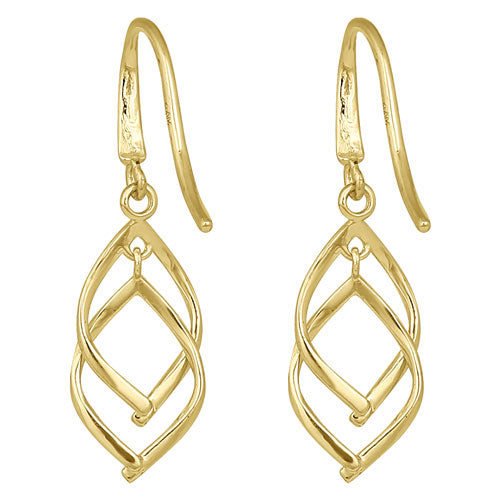 Solid 14K Yellow Gold Overlapping Hook Earrings