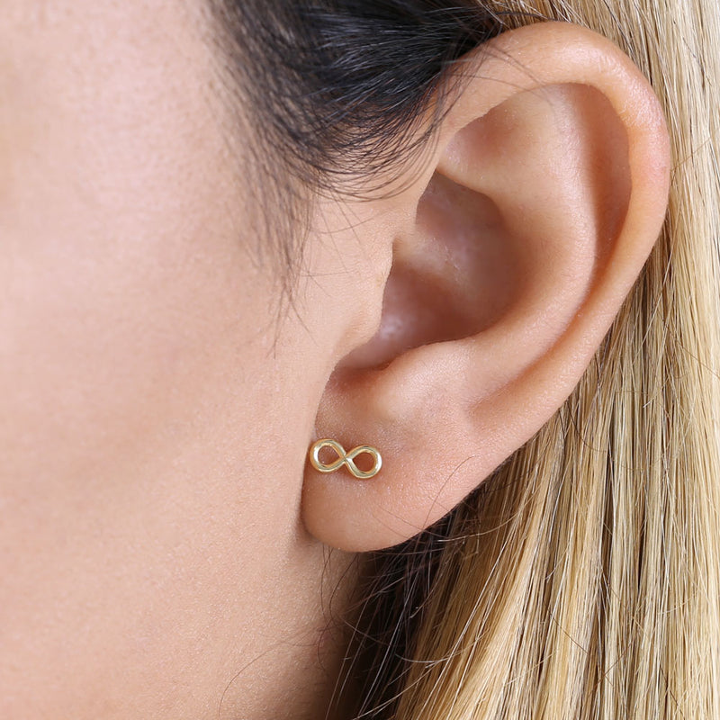 Solid 14K Yellow Gold Infinity Earrings