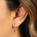 Solid 14K Yellow Gold Dangle Angel Wings Earrings