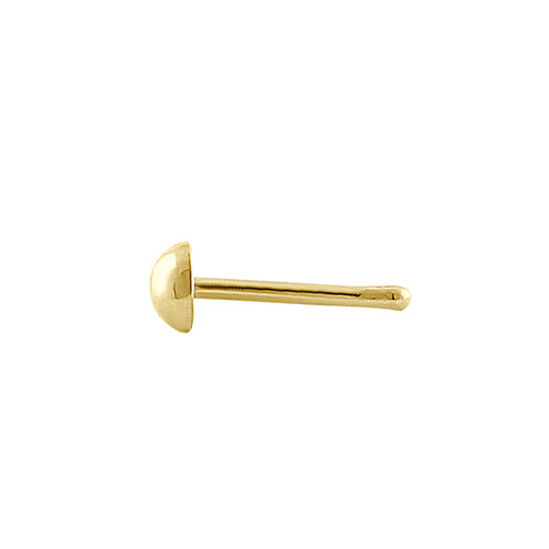 Solid 14K Yellow Gold Plain Round Straight Nose Stud