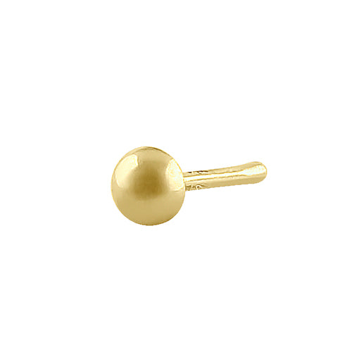 Solid 14K Yellow Gold Plain Round Straight Nose Stud