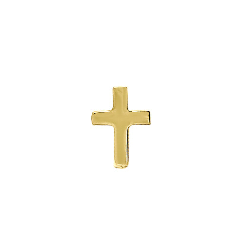 Solid 14K Yellow Gold Small Cross Straight Nose Stud