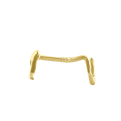 Solid 14K Yellow Gold Dolphin Hook Nose Stud