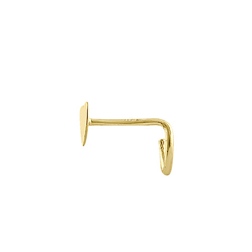 Solid 14K Yellow Gold Tiny Heart Hook Nose Stud