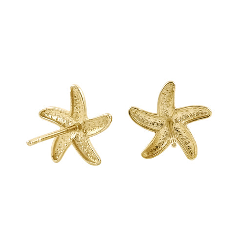 Solid 14k Yellow Gold Small Starfish Stud Earrings